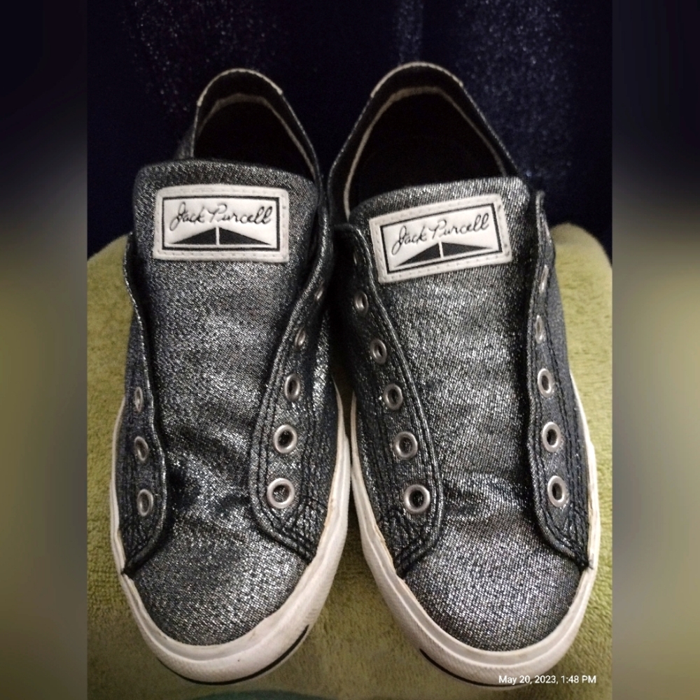 🔥🔥Converse Jack Purcell Silver Shoes 7 Metallic Womens